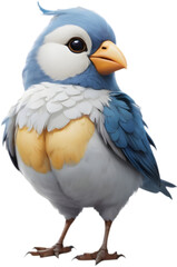 Fototapeta premium Cute fluffy bird cartoon clipart for early learning resources.