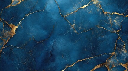 blue marble with gold line pattern background 