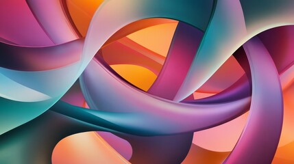 Diverse shapes intertwined, translucent abstract style, flat design illustration