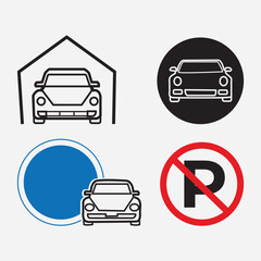 Print Car parking icon set isolated on white background