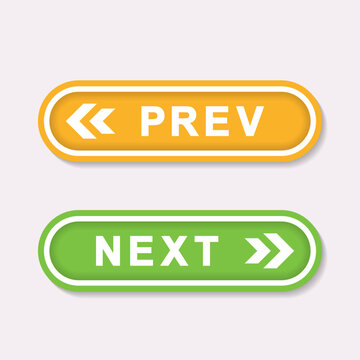 Next and previous button. Prev, next icon. Web buttons with arrows prev and next.