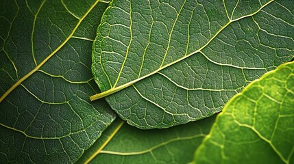 Obraz premium Close-up of Green Leaves with Detailed Veins and Texture