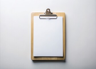 Top View of a Clean Checklist on a Clipboard for Mockup Use - Perfect for Planning and Organization