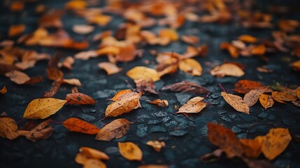 Autumn Leaves on Ground in Soft Focus