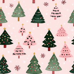 Fototapeta premium Delicate Watercolor Christmas Tree Pattern