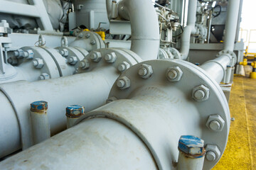 Oil and gas processing plant with pipe line valves.Steel pipelines and valves.Oil pipeline valves...