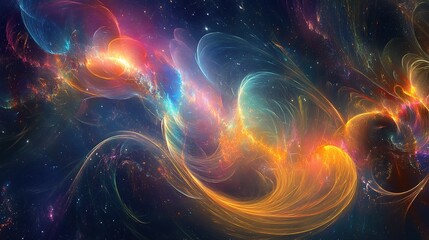 Vibrant Cosmic Swirls in Colorful Galaxy Background