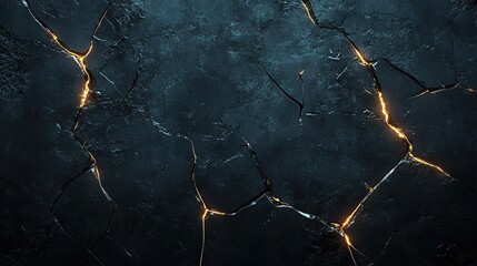 Obraz premium Dark Cracked Surface with Glowing Lines