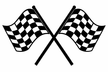 two crossed checkered Flag NASCAR Racing flag, sports finish line flag silhouette vector 