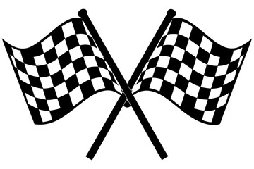 two crossed checkered Flag NASCAR Racing flag, sports finish line flag silhouette vector 
