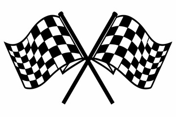 two crossed checkered Flag NASCAR Racing flag, sports finish line flag silhouette vector 