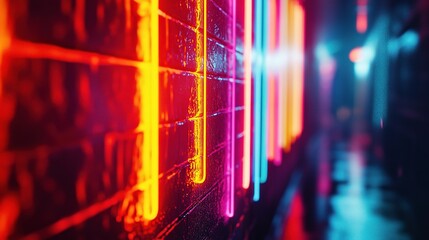 Obraz premium Vibrant Neon Lights Illuminating Urban Alleyway