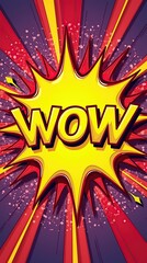 Fototapeta premium Bright colorful comic book style explosion with 'Wow' emphasis