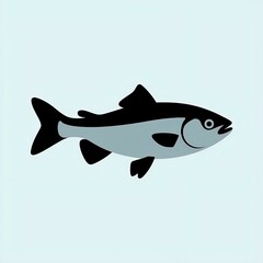 Obraz premium Fish icon Black victor silhouette White background