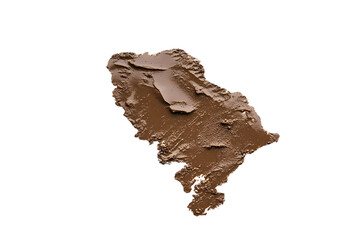 Wet mud, stains texture isolated on white, top view, clipping path