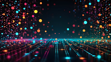 Teplate background with lights. Magic background with colorful lights. AI generated image, ai