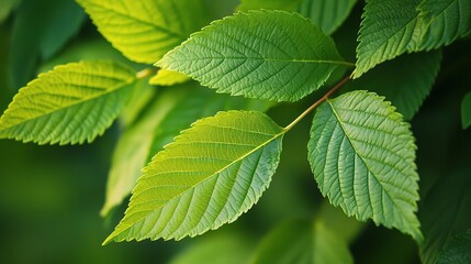 Fresh Green Leaves with Textured Surface