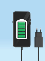 Smartphone Battery Full Charger Head Unplugged