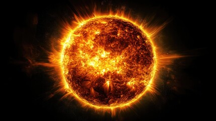 Fototapeta premium close up sun with hot solar flares on night sky