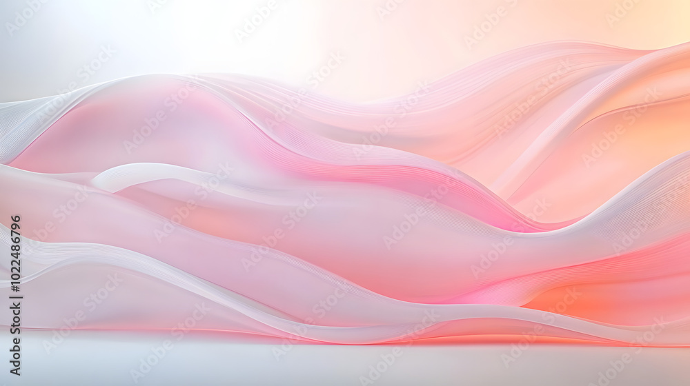 Wall mural a white and pink abstract background with a wavy pattern at the bottom