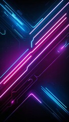 Futuristic neon lines flowing through abstract tech space background for invitation or card screensaver