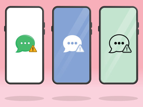 Smartphone Chat Triangle Bubbles Warning Caution