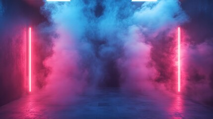 Neon Lights and Fog in a Dark Room