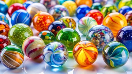 Fototapeta premium Vintage Crystal Marbles Set for Children - Retro Glass Game Photography