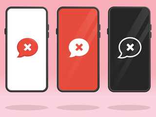 Smartphone Chat Cross X Bubbles Screen Display