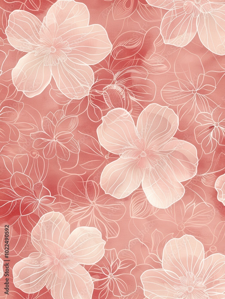 Poster Delicate floral patterns in soft pastel shades create a tranquil atmosphere, perfect for enhancing home or event decor. Generative AI