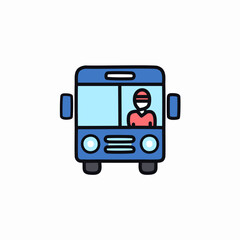 Bus driver flat icon. Single high quality outline symbol for web design or mobile app.