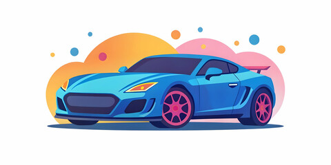 Glossy Sports Car Front View on Plain Background � Ideal for Advertisement with Ample Copy Space for Text and Logos, Capturing Speed and Excitement