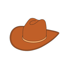 kids drawing Vector illustration cowboy hat flat cartoon isolated