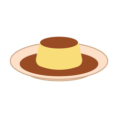 kids drawing Vector illustration flan dessert flat cartoon isolated