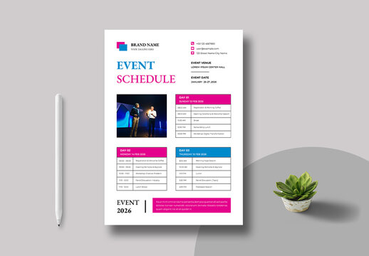 Event Schedule Design Layout