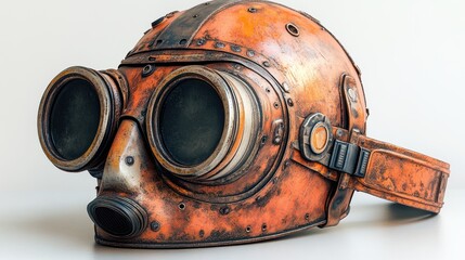 Vintage-style gas mask helmet with an industrial design.
