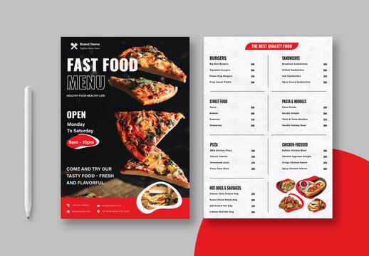 Restaurant Fast Food Menu Template Layout