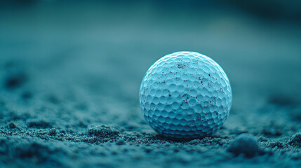 golf ball nestled in fine sand, capturing the essence of patience and focus in the game. The empty space invites reflection, symbolizing both challenge and opportunity in golf