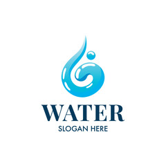 Blue water drop and splash logo design