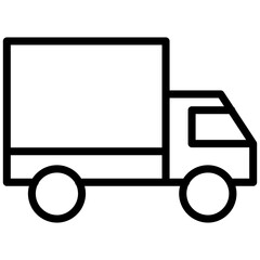 Delivery Truck Icon, Black And White Outline Icon Symbol.
