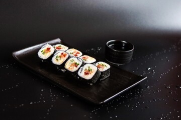 rolls on a black background