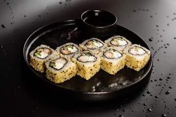 rolls on a black background