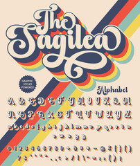 3D Effect The Sagilea Script Retro Vintage Display bold Font alphabet.eps