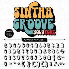 Black and White Sintha Groove Retro Vintage Display Bold Font alphabet