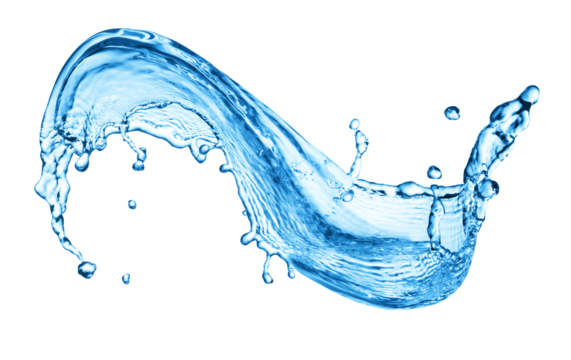 Blue water splashing on a backdrop.