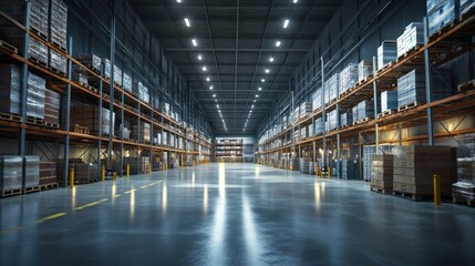 A digital twin model of a warehouse displayed on a computer screen, providing a virtual, detailed, and analytical view of the facility.