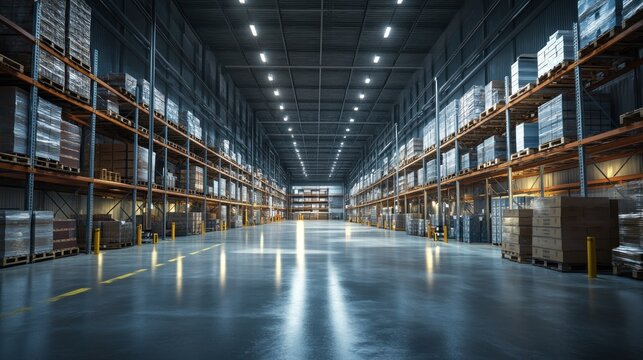 A digital twin model of a warehouse displayed on a computer screen, providing a virtual, detailed, and analytical view of the facility.