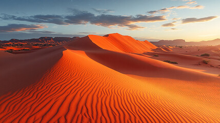 Naklejka premium desert under a gradient starry sky, symbolizing isolation, mystery, and the beauty of nature’s simplicity. The dunes represent resilience and the timelessness of Earth's landscapes