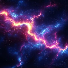 Fototapeta premium Abstract cosmic energy streams in vibrant blue and pink.