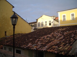 View of historical Pelourinho house roof in Salvador, Bahia, Brazil.